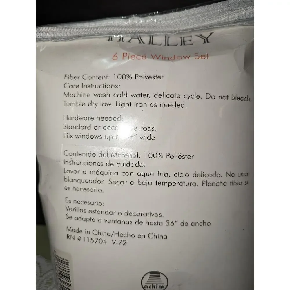 Halley Complete 6 Piece Satin Fringe Window Curtain Set 56 x 84  Ivory NEW